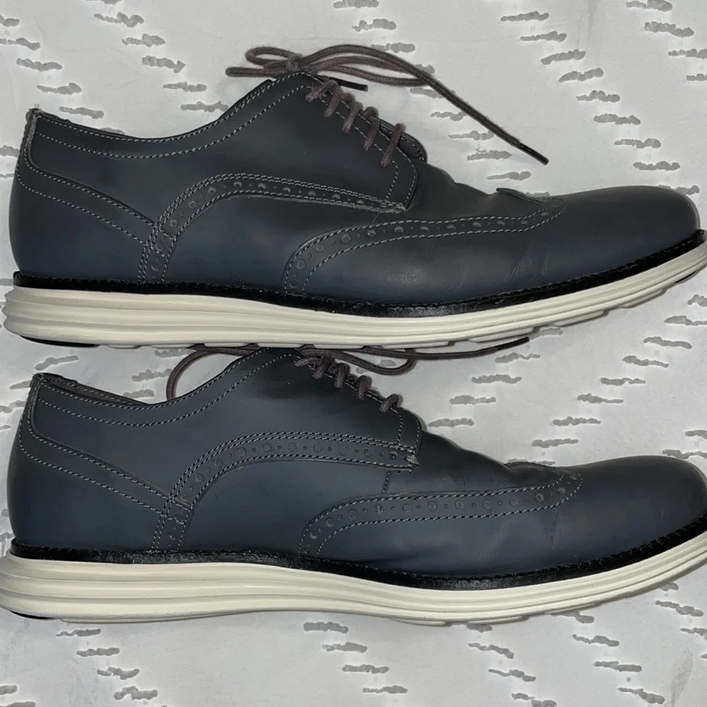 EUC Cole Haan Original Grand Shortwing Men's Gray Leather Shoe Sz 10M C30025